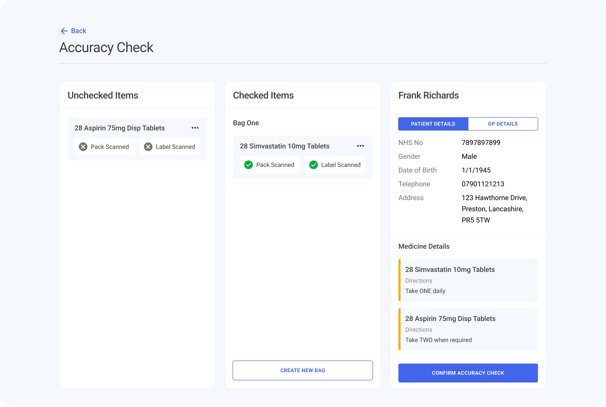 screenshot of accuracy check